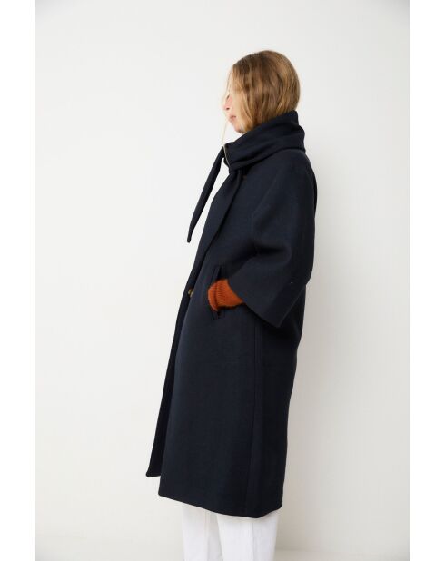 Tokyo Superlana marineblauer Wollmantel