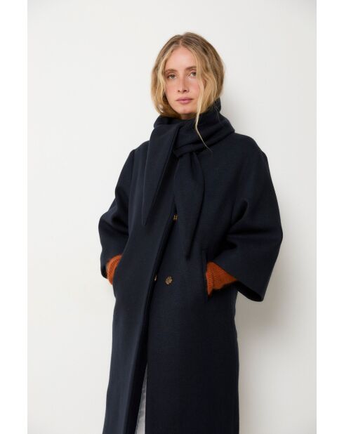 Tokyo Superlana marineblauer Wollmantel