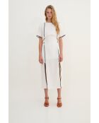 Weißes kontrastierendes Baumwollkleid Hilo