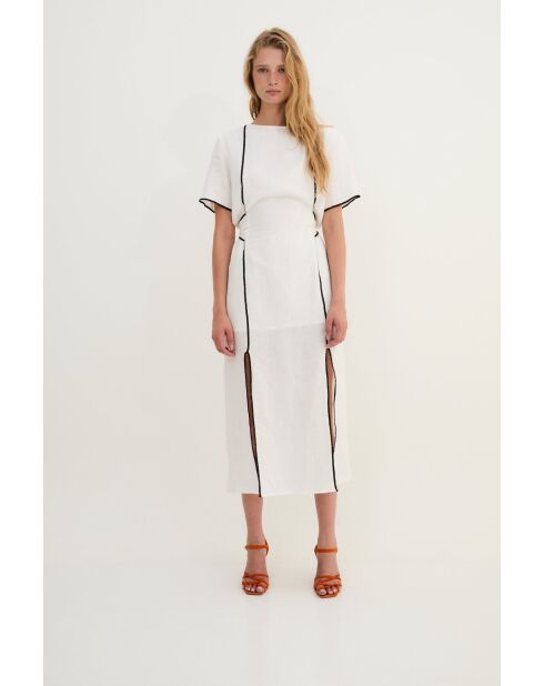 Weißes kontrastierendes Baumwollkleid Hilo