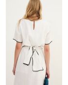 Weißes kontrastierendes Baumwollkleid Hilo