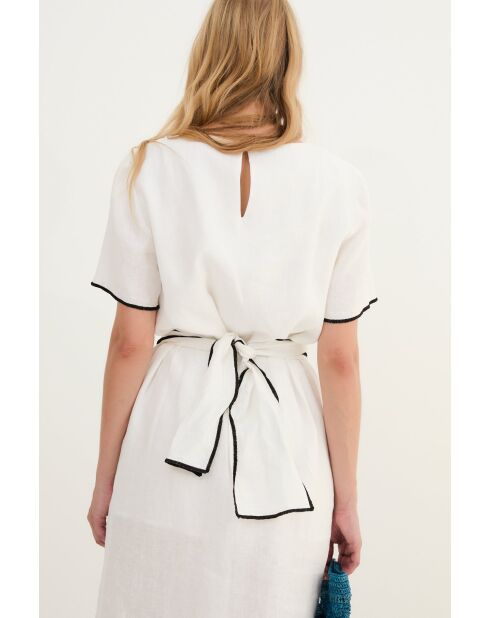 Weißes kontrastierendes Baumwollkleid Hilo