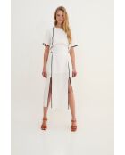 Weißes kontrastierendes Baumwollkleid Hilo