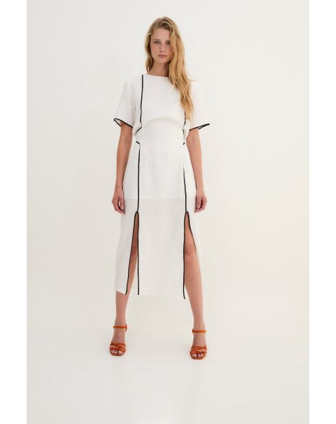 Weißes kontrastierendes Baumwollkleid Hilo