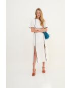 Weißes kontrastierendes Baumwollkleid Hilo