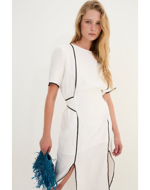 Weißes kontrastierendes Baumwollkleid Hilo