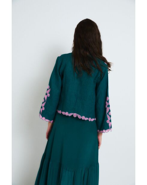 Giacca in lino Jacinto Embroidery Cobalto