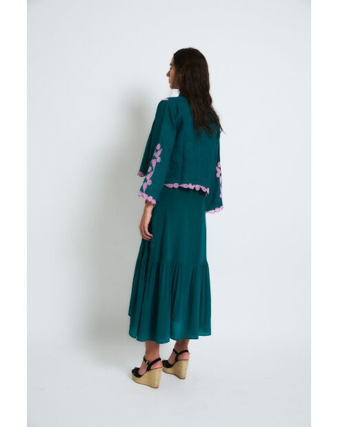 Giacca in lino Jacinto Embroidery Cobalto