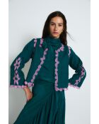 Chaqueta Jacinto de lino cobalto bordado