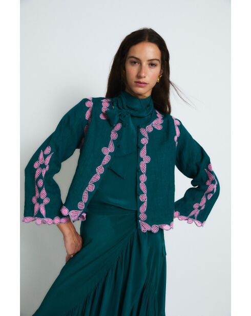 Giacca in lino Jacinto Embroidery Cobalto