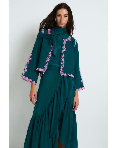 Giacca in lino Jacinto Embroidery Cobalto
