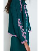 Chaqueta Jacinto de lino cobalto bordado