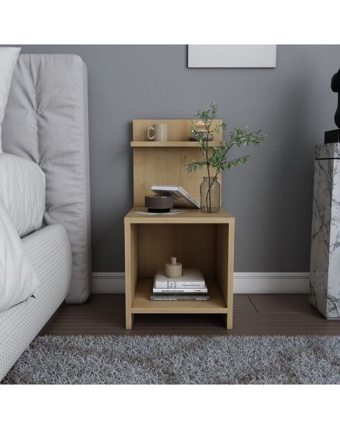 Table de chevet Ullman avec 1 niche décor bois chêne - H.72 cm