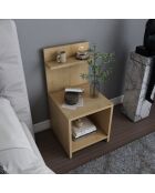Comodino Ullman con decoro in legno di rovere a 1 nicchia - H.72 cm