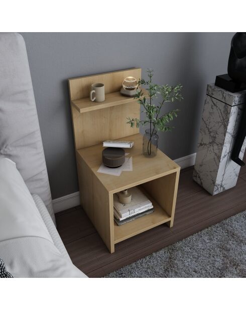 Table de chevet Ullman avec 1 niche décor bois chêne - H.72 cm