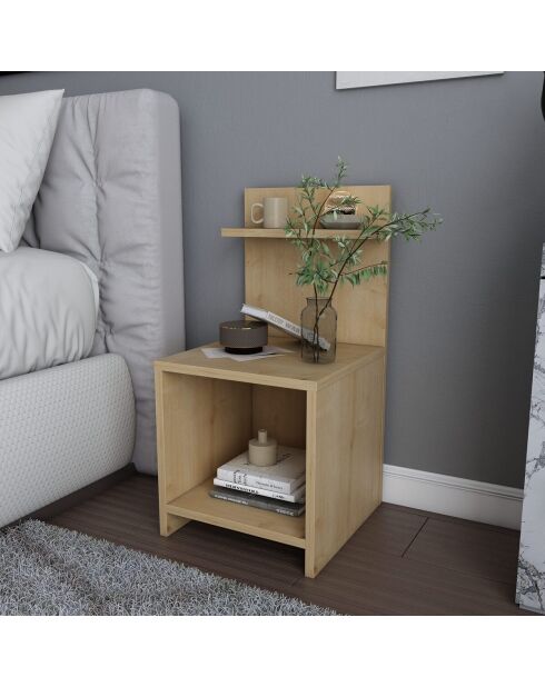 Table de chevet Ullman avec 1 niche décor bois chêne - H.72 cm