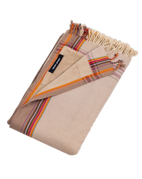 Serviette de plage en kikoy Lamu taupe - 165x95 cm