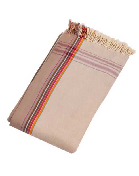 Serviette de plage en kikoy Lamu taupe - 165x95 cm