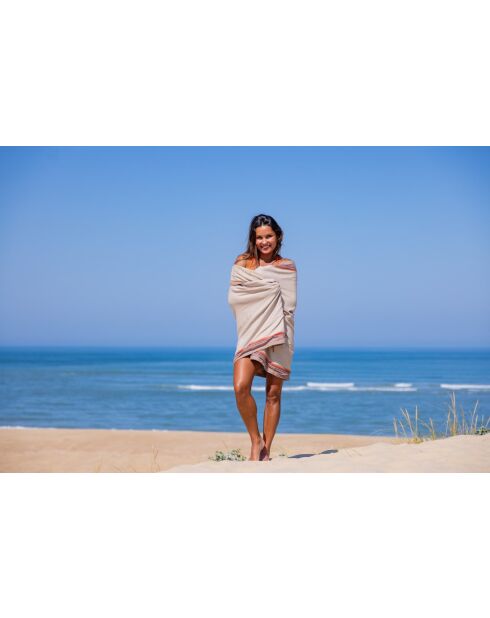 Serviette de plage en kikoy Lamu taupe - 165x95 cm