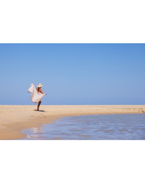 Serviette de plage en kikoy Lamu taupe - 165x95 cm