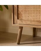 Palmo dressoir met 2 deuren en 2 laden met rotan fronten - L.140 cm