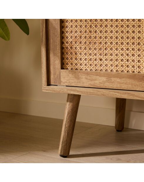 Palmo dressoir met 2 deuren en 2 laden met rotan fronten - L.140 cm