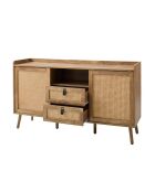 Palmo dressoir met 2 deuren en 2 laden met rotan fronten - L.140 cm