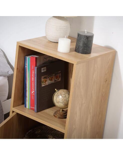 Table de chevet Modu 2 cases décor bois 1 porte