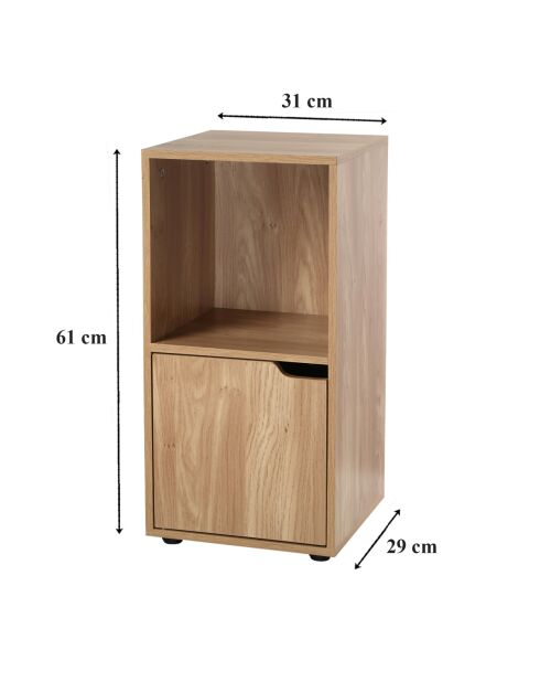 Table de chevet Modu 2 cases décor bois 1 porte