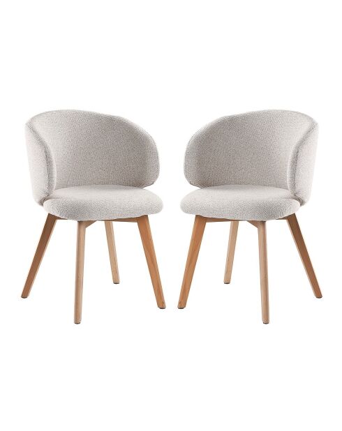 Lot de 2 chaises Solene en tissu et pieds en hêtre - H.79 cm