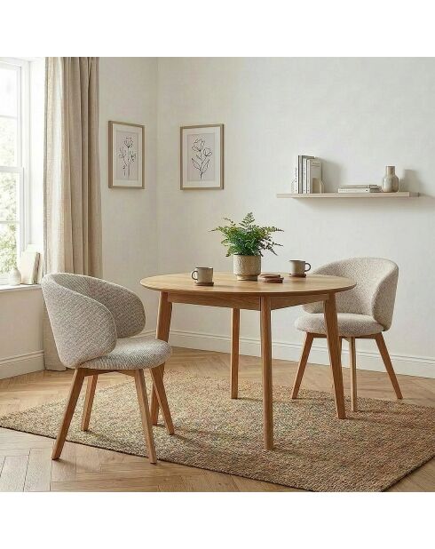 Lot de 2 chaises Solene en tissu et pieds en hêtre - H.79 cm