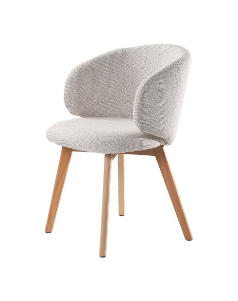 Lot de 2 chaises Solene en tissu et pieds en hêtre - H.79 cm