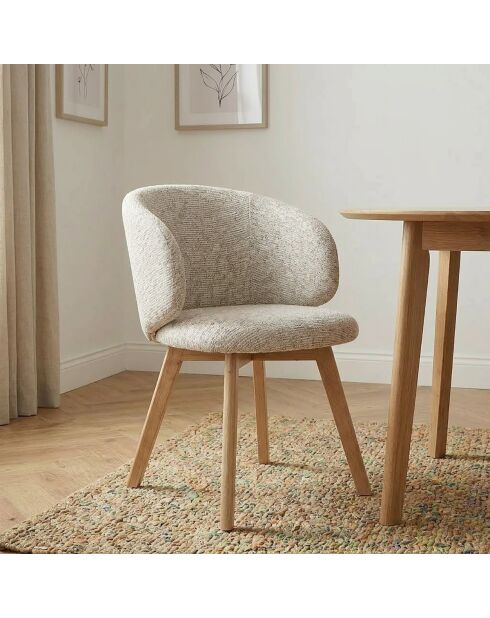 Lot de 2 chaises Solene en tissu et pieds en hêtre - H.79 cm