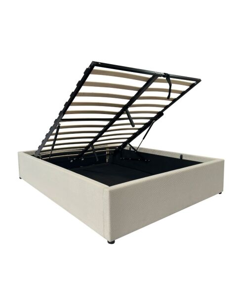 Romy kofferbed in beige en zwarte corduroy kleuren - 140 x 190 cm