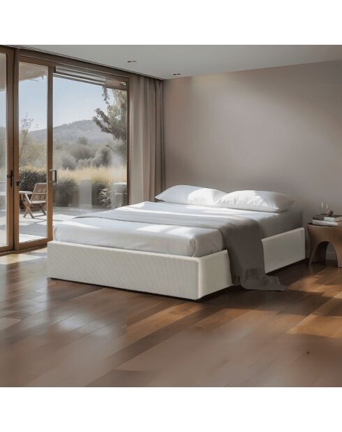 Romy kofferbed in beige en zwarte corduroy kleuren - 140 x 190 cm