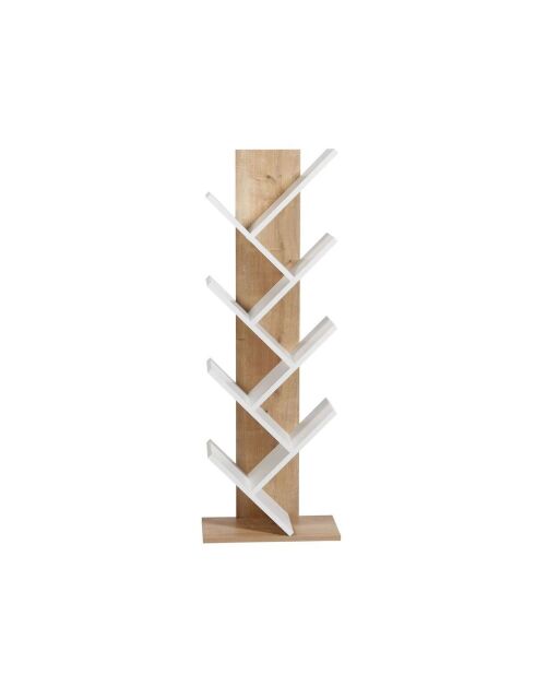 Étagère Tuval bibliothèque décor chêne et blanc - H.129.8 cm