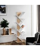 Étagère Tuval bibliothèque décor chêne et blanc - H.129.8 cm