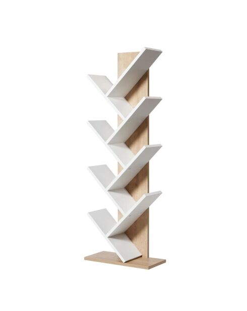 Étagère Tuval bibliothèque décor chêne et blanc - H.129.8 cm