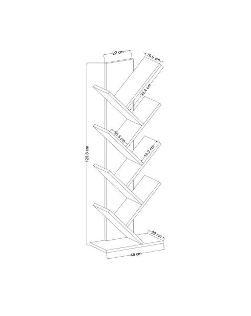 Étagère Tuval bibliothèque décor chêne et blanc - H.129.8 cm