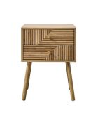 Comodino Eden a 2 cassetti con frontali in laminato con decoro in legno marrone