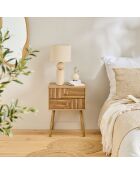Comodino Eden a 2 cassetti con frontali in laminato con decoro in legno marrone