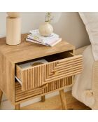 Comodino Eden a 2 cassetti con frontali in laminato con decoro in legno marrone