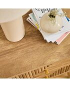 Comodino Eden a 2 cassetti con frontali in laminato con decoro in legno marrone