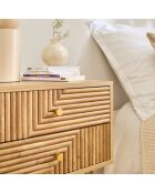 Comodino Eden a 2 cassetti con frontali in laminato con decoro in legno marrone