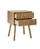 Comodino Eden a 2 cassetti con frontali in laminato con decoro in legno marrone