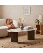Table basse Iris ovale coloris bois clair et bois foncé - L.119 cm