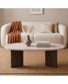 Table basse Iris ovale coloris bois clair et bois foncé - L.119 cm