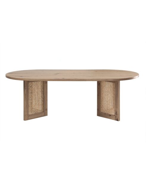 Table basse Talia ovale avec piètements rotin - L.120 cm