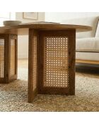 Ovaler Couchtisch Talia mit Rattanbeinen - L.120 cm