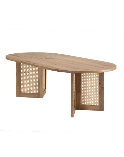 Table basse Talia ovale avec piètements rotin - L.120 cm